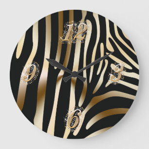Gold and Black Zebra Wall Clock