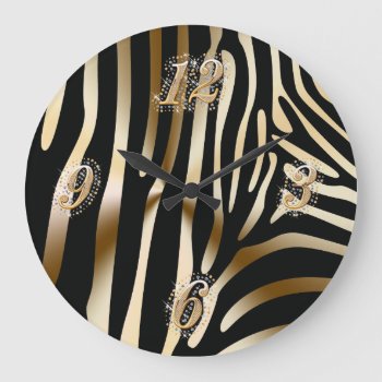 Gold And Black Zebra Wall Clock by UTeezSF at Zazzle