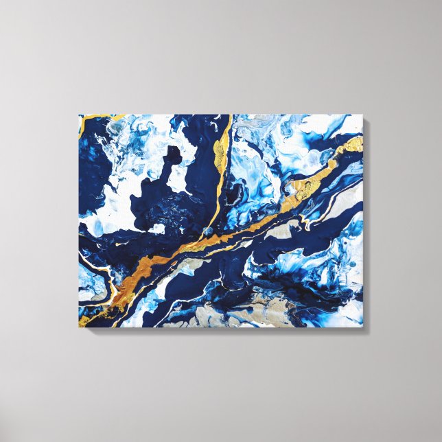 Gold and Blue Acrylic Painting Abstract Art Abstra Canvas Print (Front)