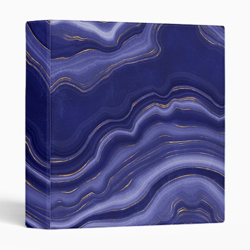 Gold And Blue Agate Stone Marble Geode Modern Art 3 Ring Binder