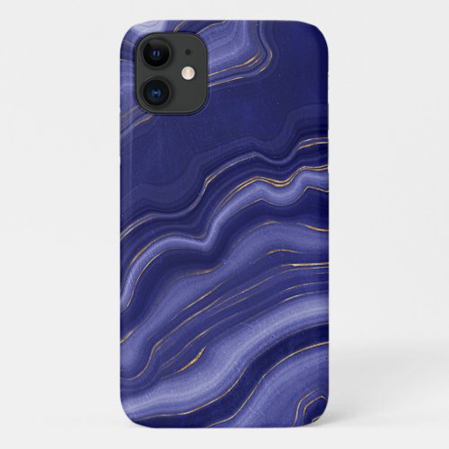 Gold And Blue Agate Stone Marble Geode Modern Art iPhone 11 Case