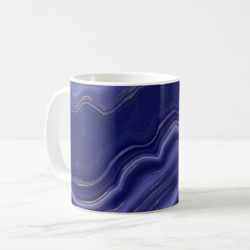 Gold And Blue Agate Stone Marble Geode Modern Art Coffee Mug