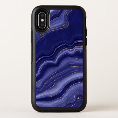 Gold And Blue Agate Stone Marble Geode Modern Art OtterBox Symmetry iPhone XS Case