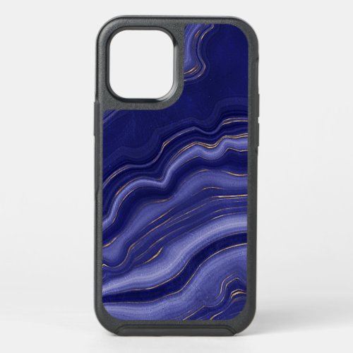 Gold And Blue Agate Stone Marble Geode Modern Art OtterBox Symmetry iPhone 12 Case