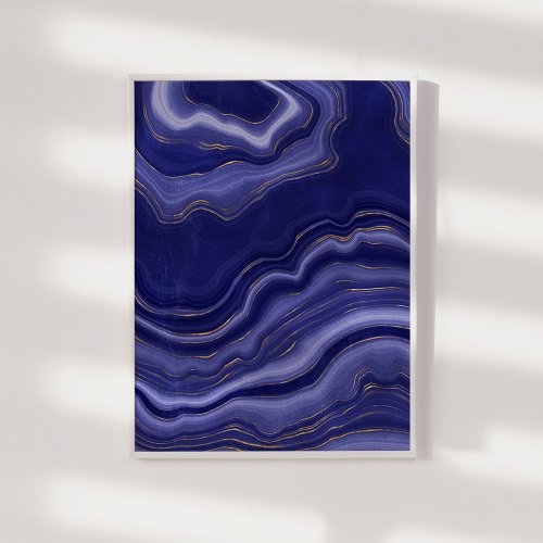 Gold And Blue Agate Stone Marble Geode Modern Art  Poster