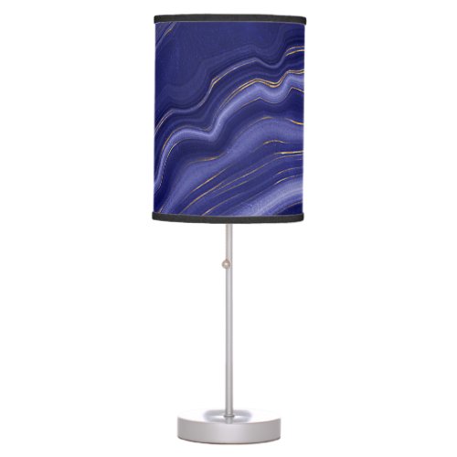 Gold And Blue Agate Stone Marble Geode Modern Art Table Lamp