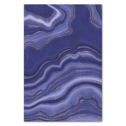 Gold And Blue Agate Stone Marble Geode Modern Art Tissue Paper