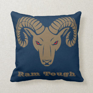 Gold and Blue Aries Ram Tough Throw Pillow