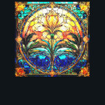 Gold and Blue Art Deco Nouveau Canvas Print<br><div class="desc">Add a touch of class to your home with an Art Deco Flowers canvas. This botanical design has the flowing, natural lines that are the base of the Art Deco style. The many shades of blue, yellow, and green, bring a sophisticated elegant style to any space. This wall art is...</div>