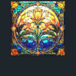 Gold and Blue Art Deco Nouveau Canvas Print<br><div class="desc">Add a touch of class to your home with an Art Deco Flowers canvas. This botanical design has the flowing, natural lines that are the base of the Art Deco style. The many shades of blue, yellow, and green, bring a sophisticated elegant style to any space. This wall art is...</div>