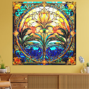 Gold and Blue Art Deco Nouveau Canvas Print