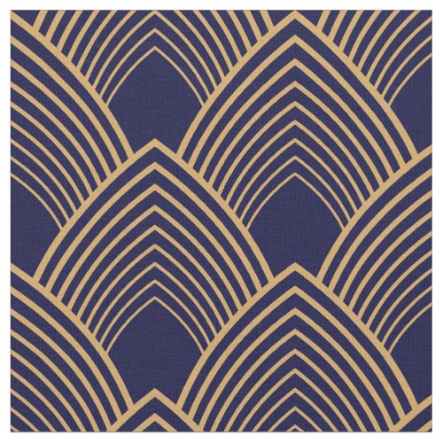 Gold and Blue Art Deco Pattern  Fabric