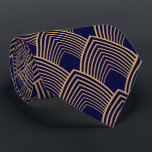Gold and Blue Art Deco Pattern Neck Tie<br><div class="desc">Gold and blue art deco pattern tie. A gold on white art deco inspired motif. 1920's Gatsby style.</div>