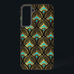 Gold and blue Art Deco pattern on black Samsung Galaxy S22  Case<br><div class="desc">Gold and blue Art Deco pattern over a black background.</div>