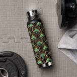 Gold and blue Art Deco pattern on black Water Bottle<br><div class="desc">Gold and blue Art Deco pattern over a black background.</div>