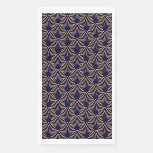 Gold and Blue Art Deco Pattern Paper Guest Towels