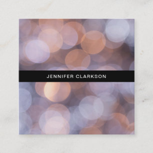 Gold and blue bokeh professional photographer square business card