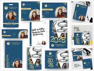 Gold and Blue Business Suite Stationery