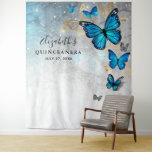 Gold And Blue Butterfly Photo Backdrop Tapestries at Zazzle