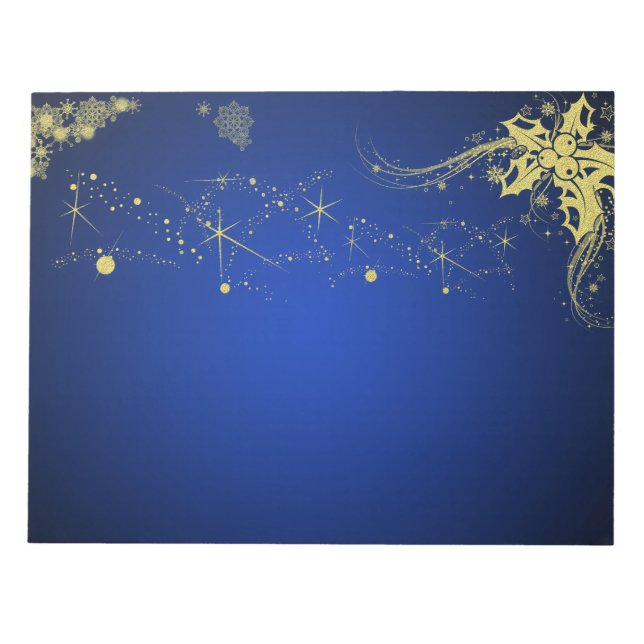 Gold and Blue Christmas Scrapbooking Paper Pad (Front)