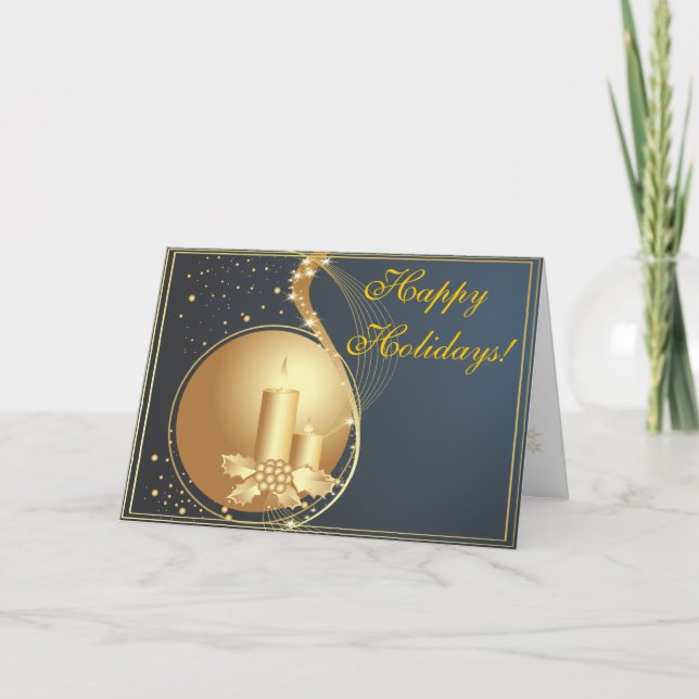 Gold and Blue Corporate Christmas Card (Front)