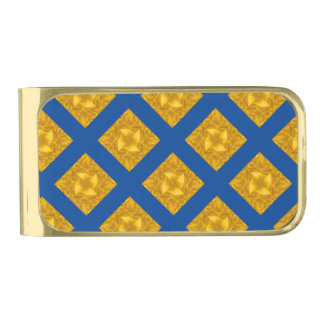 Gold and Blue Criss Cross Finish Money Clip