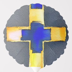 Gold and Blue Cross Balloon