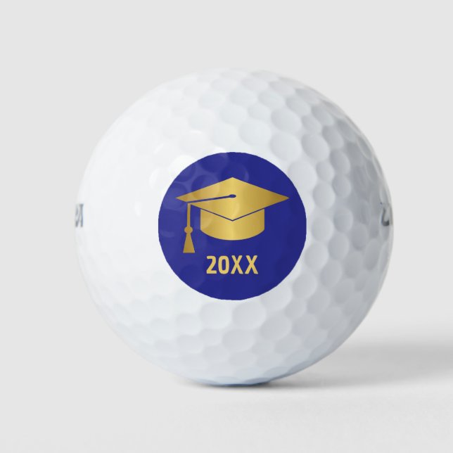 Gold and Blue Custom Graduation  Golf Balls (Front)
