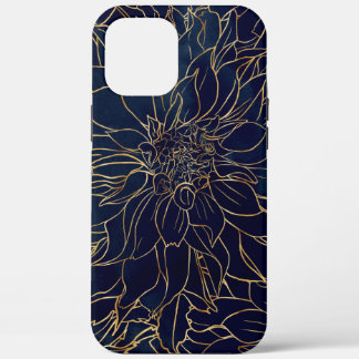 Gold and Blue Dahlia Flower iPhone 12 Pro Max Case
