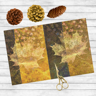 Gold and Blue Dreamy Autumn Leaves Collage