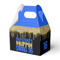 Gold and Blue Drippin Swag 16 Birthday  Favor Boxes