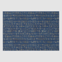 Gold and Blue Egyptian Hieroglyphs Pattern 