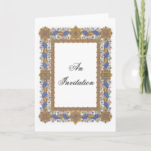 Gold and Blue Elegant Custom Invitation (Front)