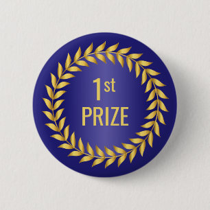 Gold and Blue First Prize Button