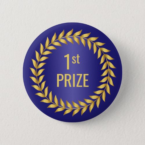 Gold and Blue First Prize Button