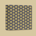 Gold and Blue Floral and Teardrop Pattern 3 Ring Binder