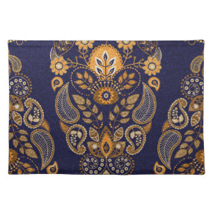 Gold and blue, floral seamless pattern. cloth placemat