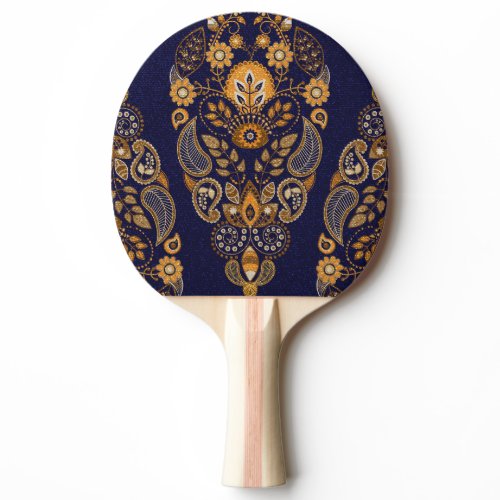 Gold and blue, floral seamless pattern. ping pong paddle