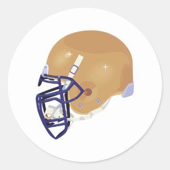 Gold And Blue Football Helmet Vector Graphic Classic Round Sticker by sports_shop at Zazzle