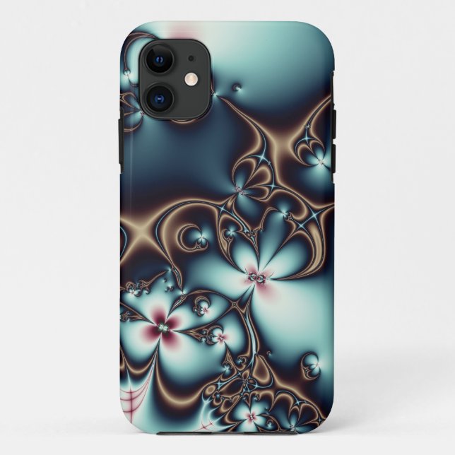 Gold and Blue Fractal Flowers Case-Mate iPhone Case (Back)