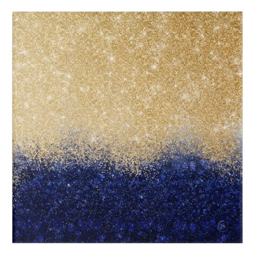 Gold and Blue Glitter Ombre Luxury Design Acrylic Print