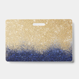 Gold and Blue Glitter Ombre Luxury Design Badge
