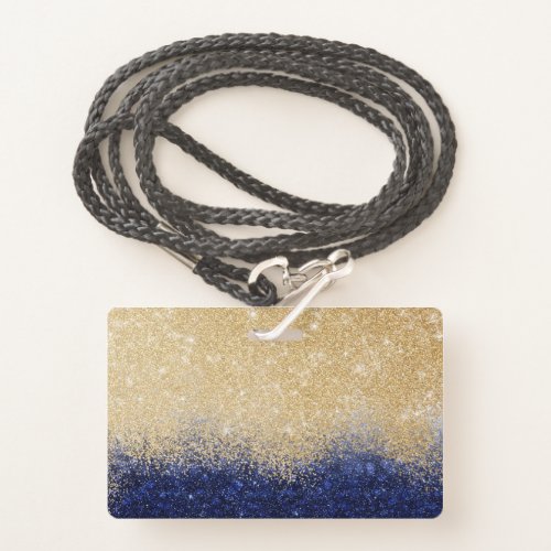 Gold and Blue Glitter Ombre Luxury Design Badge