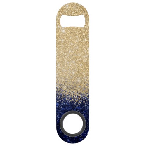 Gold and Blue Glitter Ombre Luxury Design Bar Key
