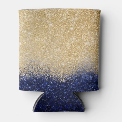 Gold and Blue Glitter Ombre Luxury Design Can Cooler