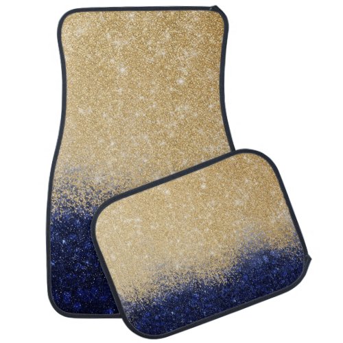 Gold and Blue Glitter Ombre Luxury Design Car Floor Mat