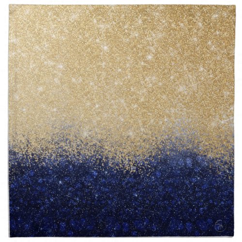 Gold and Blue Glitter Ombre Luxury Design Cloth Napkin