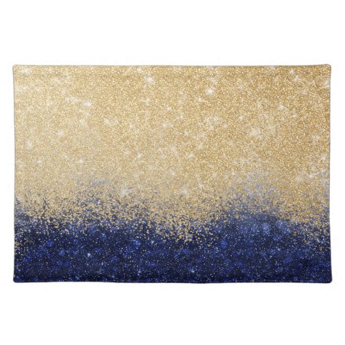 Gold and Blue Glitter Ombre Luxury Design Cloth Placemat