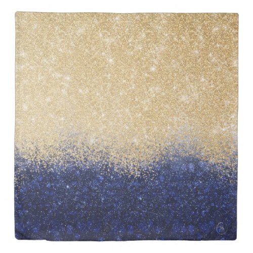 Gold and Blue Glitter Ombre Luxury Design Duvet Cover