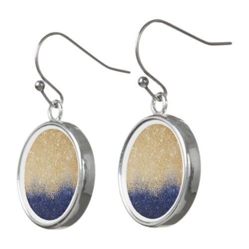 Gold and Blue Glitter Ombre Luxury Design Earrings